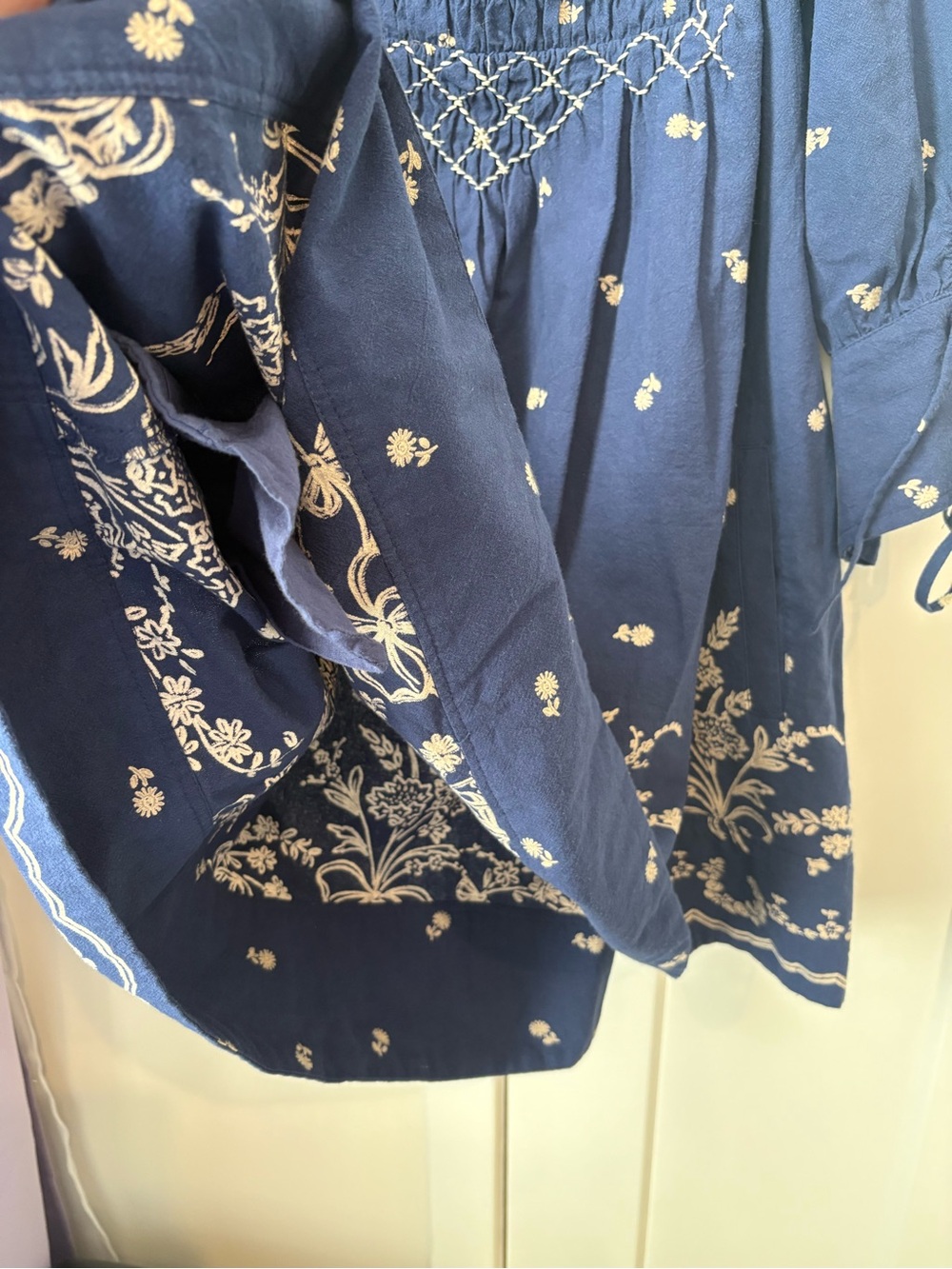 Free People Sonora Printed Mini Dress Navy Blue Medium - Picture 7 of 16